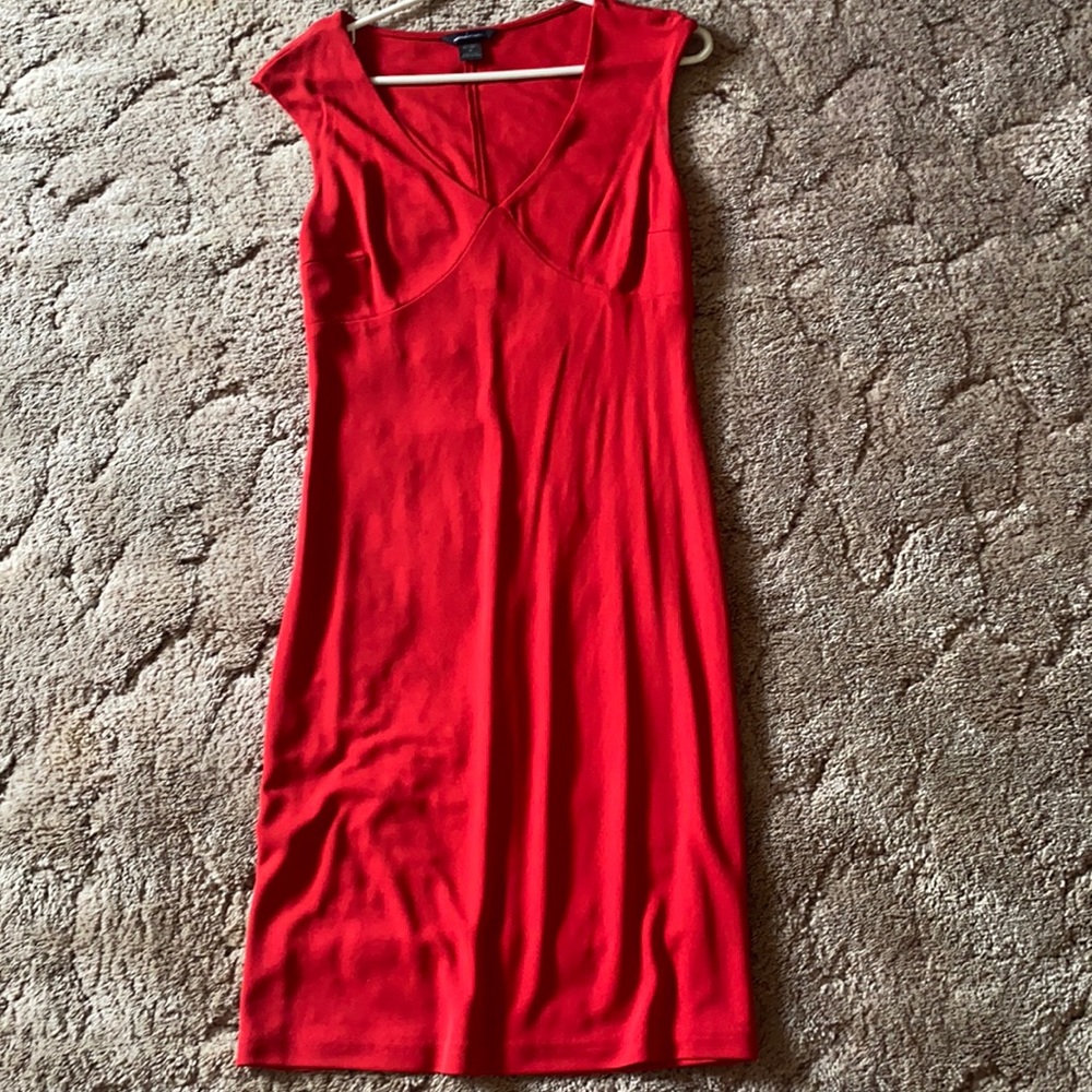 72% Rayon dress 28% polyester  Red dress